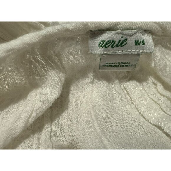 Aerie Oversized Cotton Gauze Button Down Full Sleeve Neutral Shirt Sz M Boho - Picture 5 of 6
